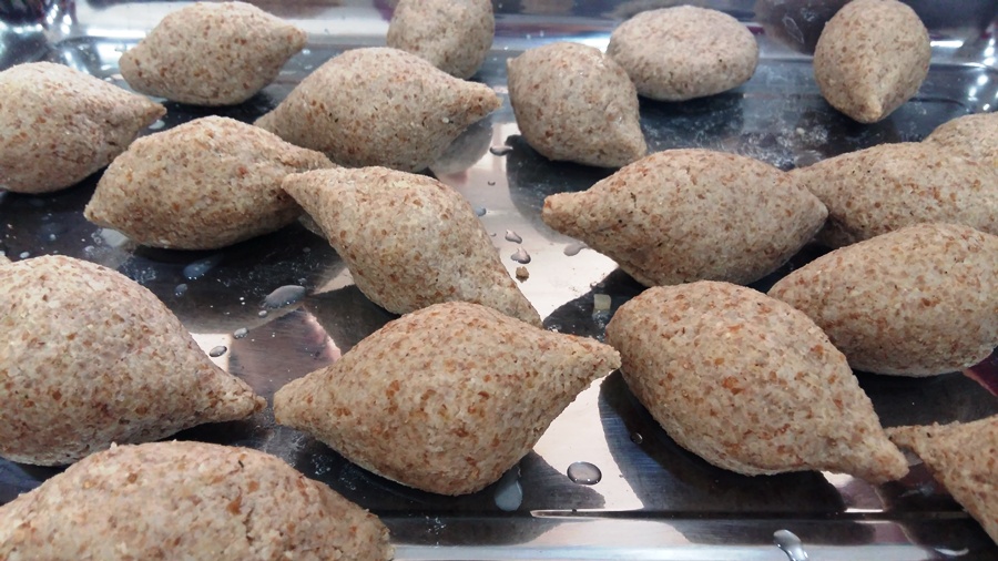 The kebbeh balls ready to be cooked
